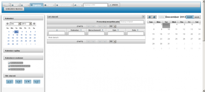 Screen z programu IAN - kalendarz